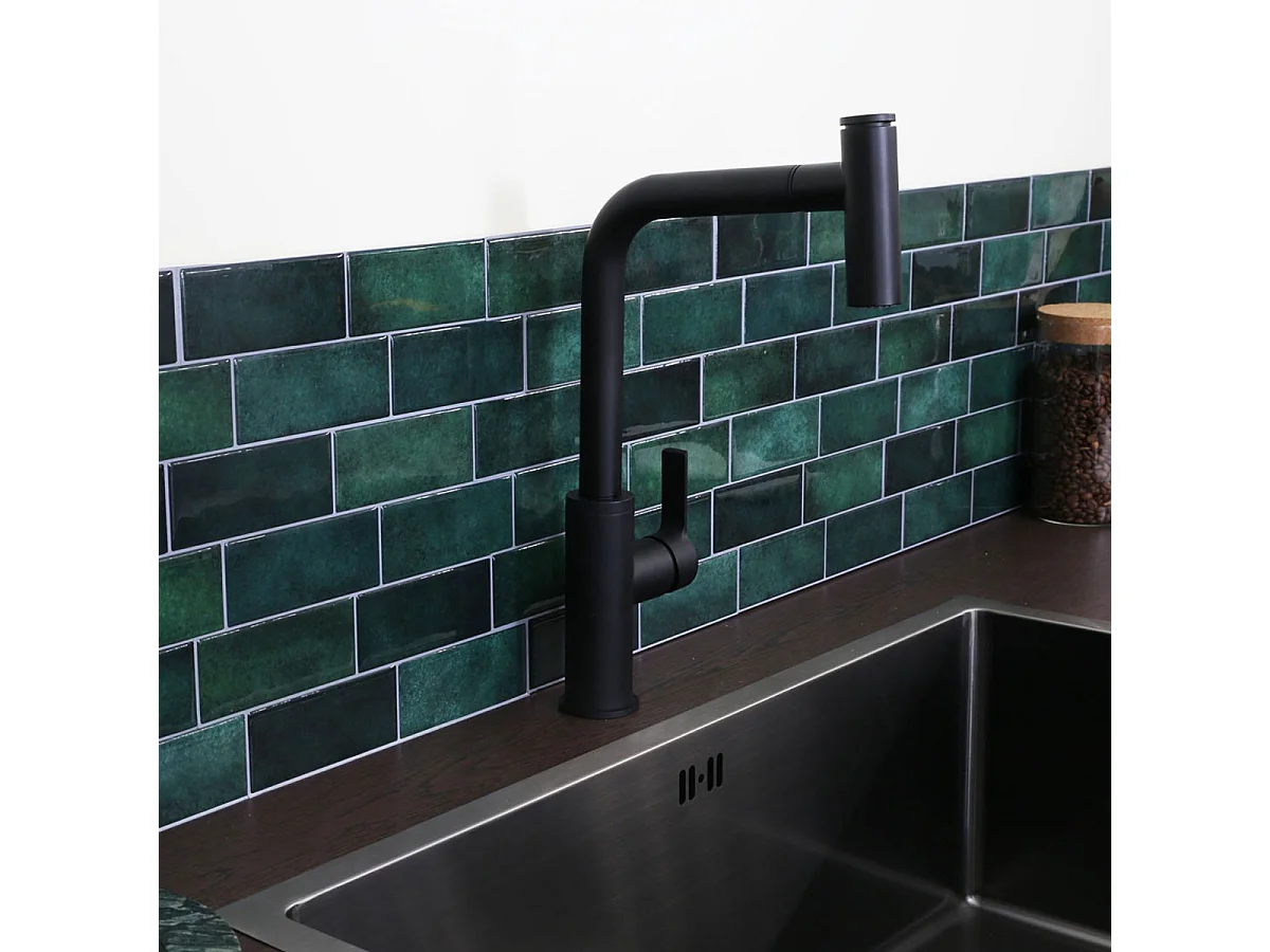 Essemano Mezclador para fregadero con ducha extraíble negro Essebagno