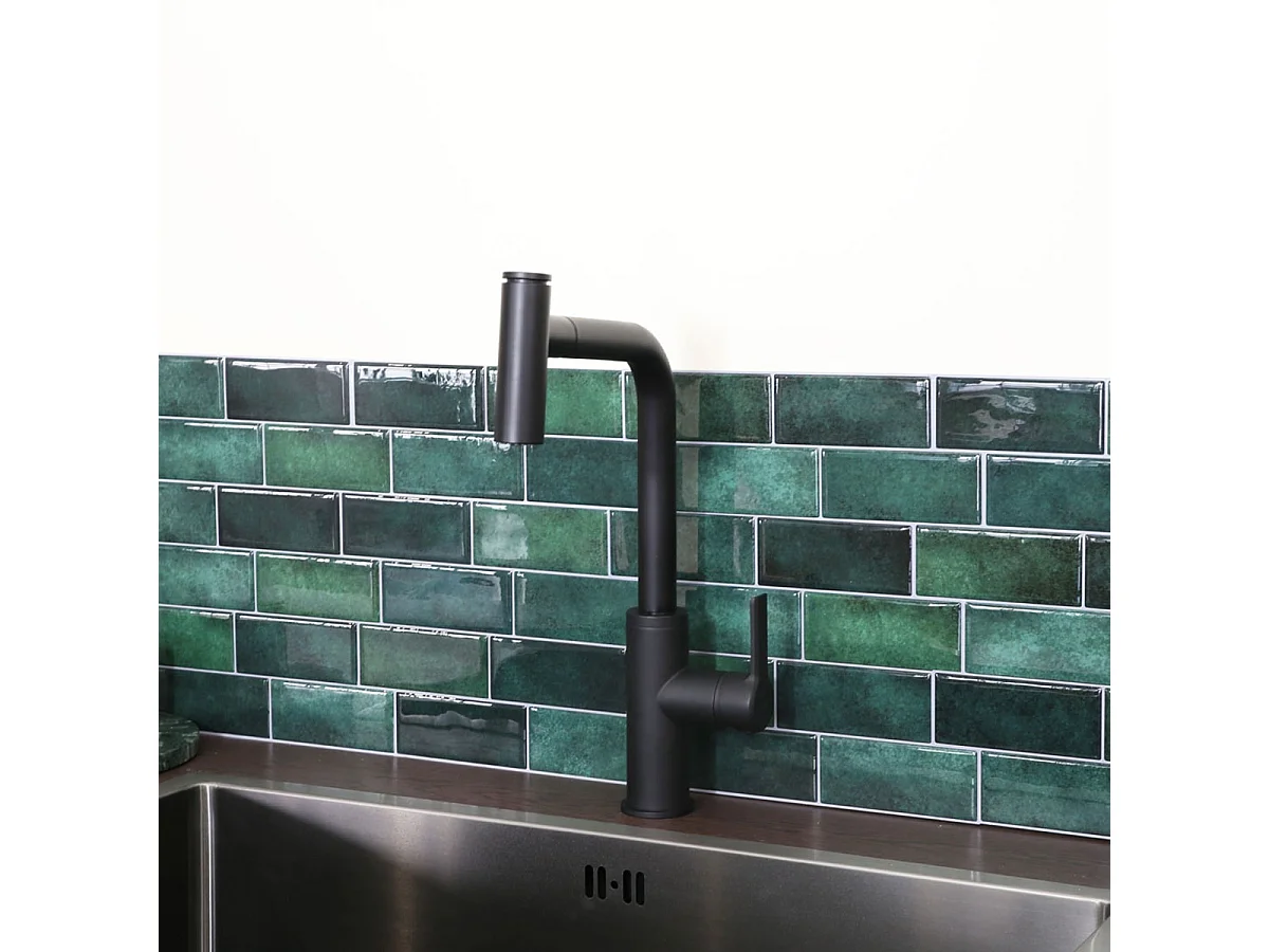 Essemano Mezclador para fregadero con ducha extraíble negro Essebagno