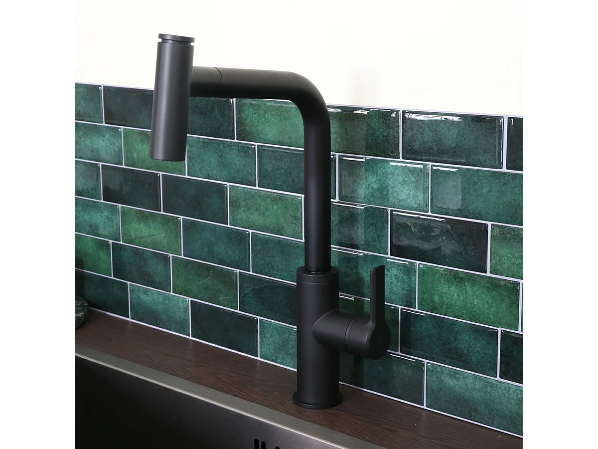 Essemano Mezclador para fregadero con ducha extraíble negro Essebagno