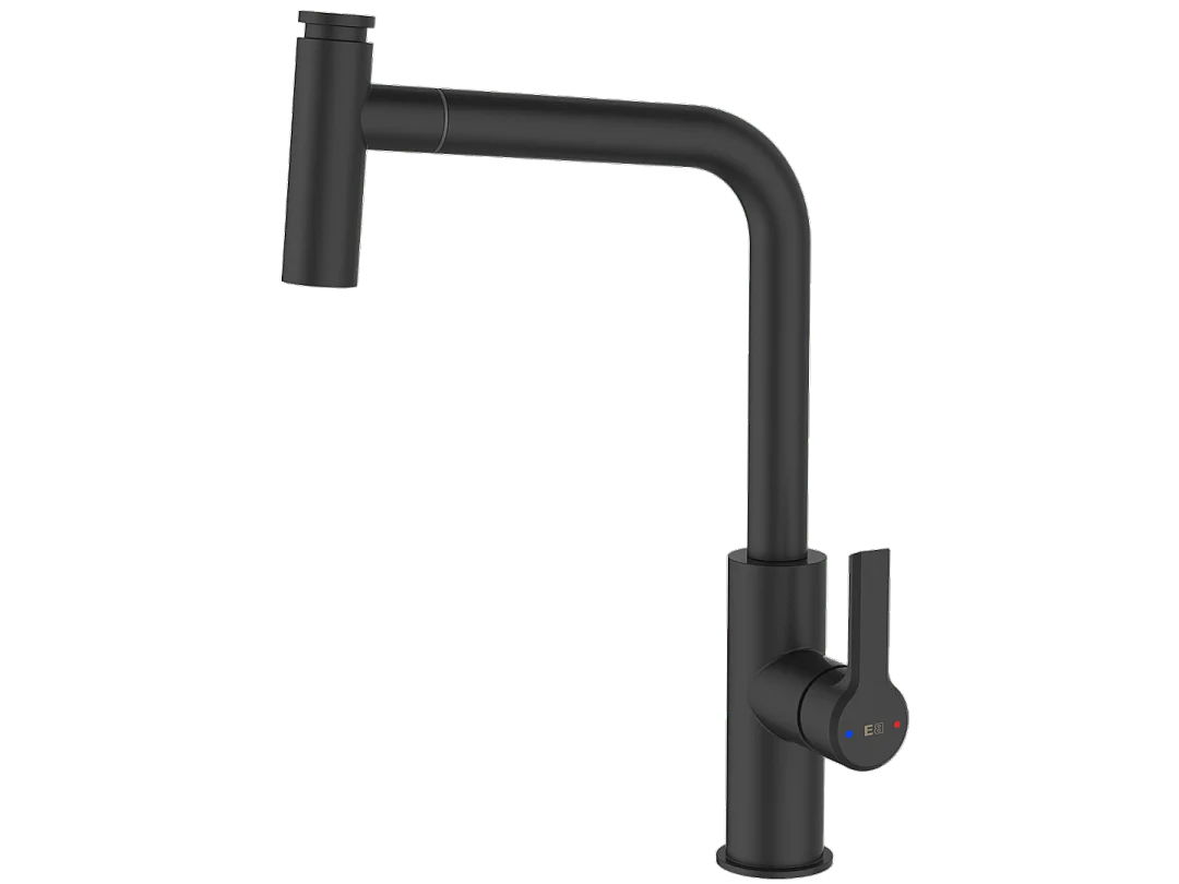 Essemano Torneira de lavatório com chuveiro de mão preto Essebagno