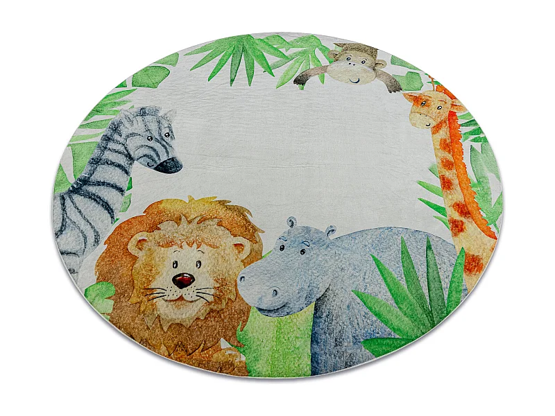 BAMBINO 54090 rund Waschteppich Tiere, Afrika für Kinder Anti-Rutsch  cercle 160 cm