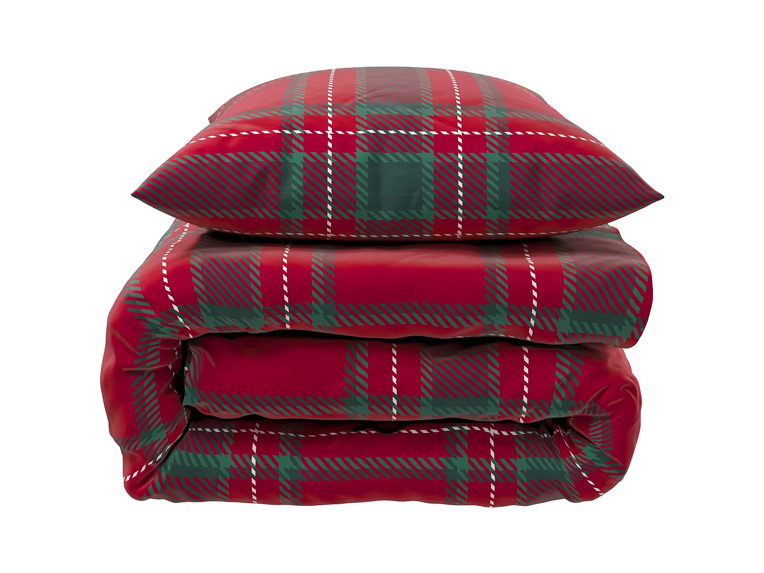 Parure de lit 260x240 flanelle à carreaux rouge Terre de Nuit Noël