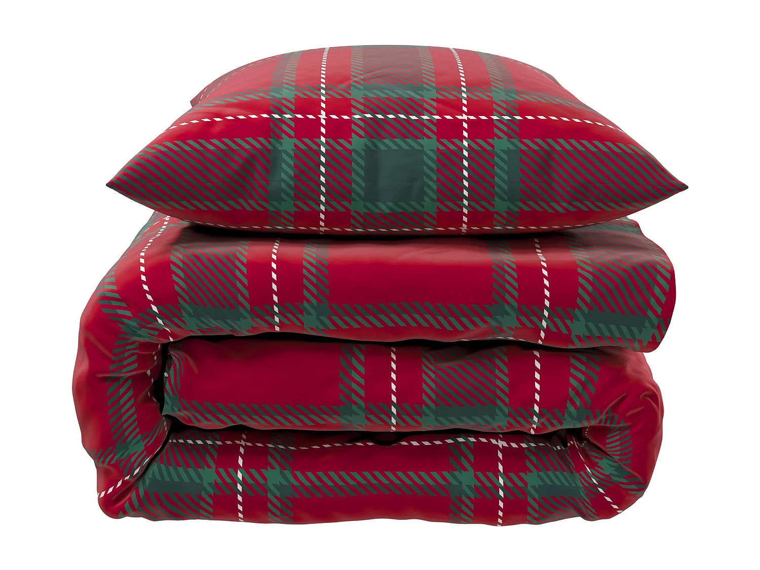 Parure de lit 200x200 flanelle à carreaux rouge Terre de Nuit Noël