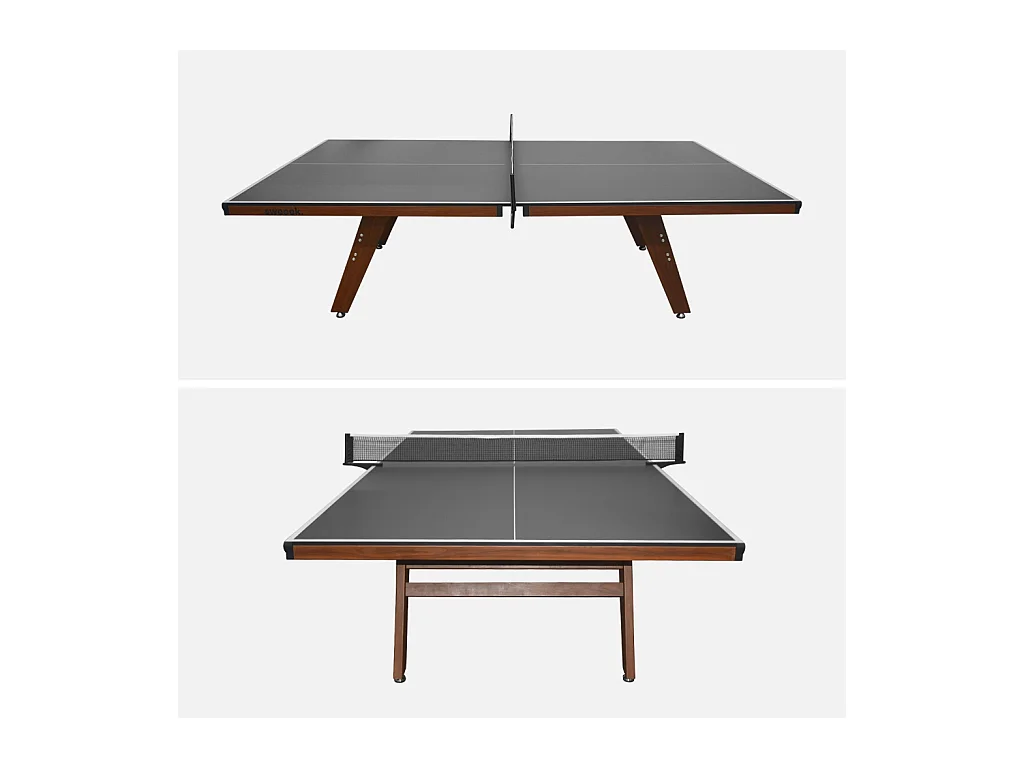 Table de ping pong intérieur deluxe gris avec 2 raquettes et 3 balles