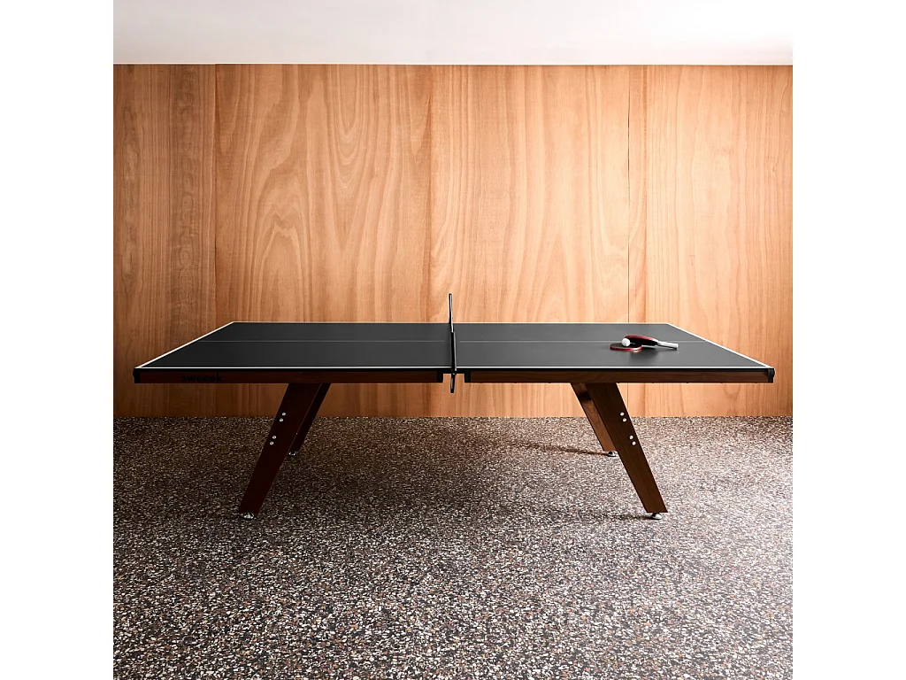 Table de ping pong intérieur deluxe gris avec 2 raquettes et 3 balles