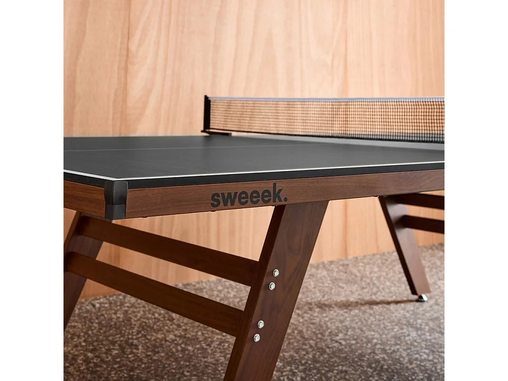 Table de ping pong intérieur deluxe gris avec 2 raquettes et 3 balles