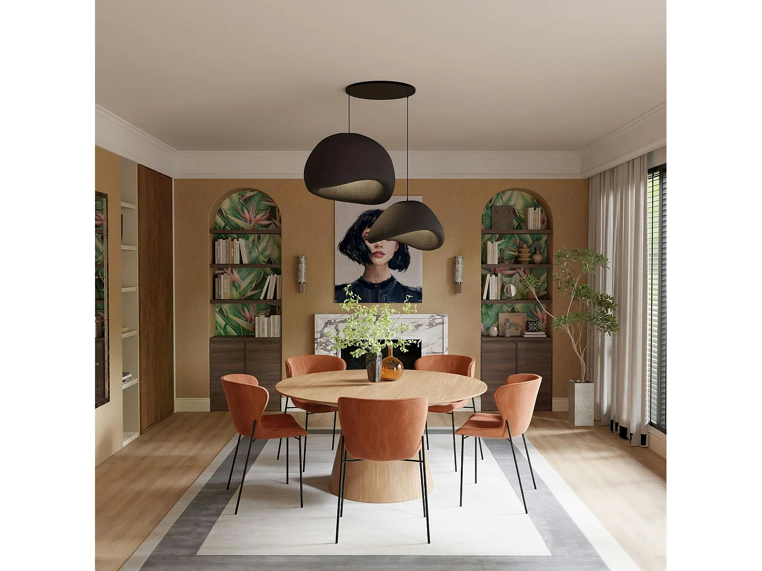 Suspension moderne noire 2 abat-jour design 80 cm NOXIS