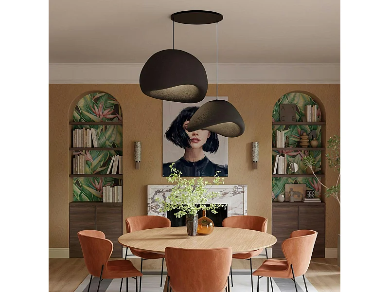 Suspension moderne noire 2 abat-jour design 80 cm NOXIS