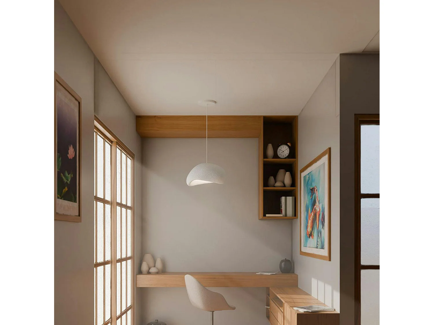 Suspension design blanche forme organique 34 cm NOXIS