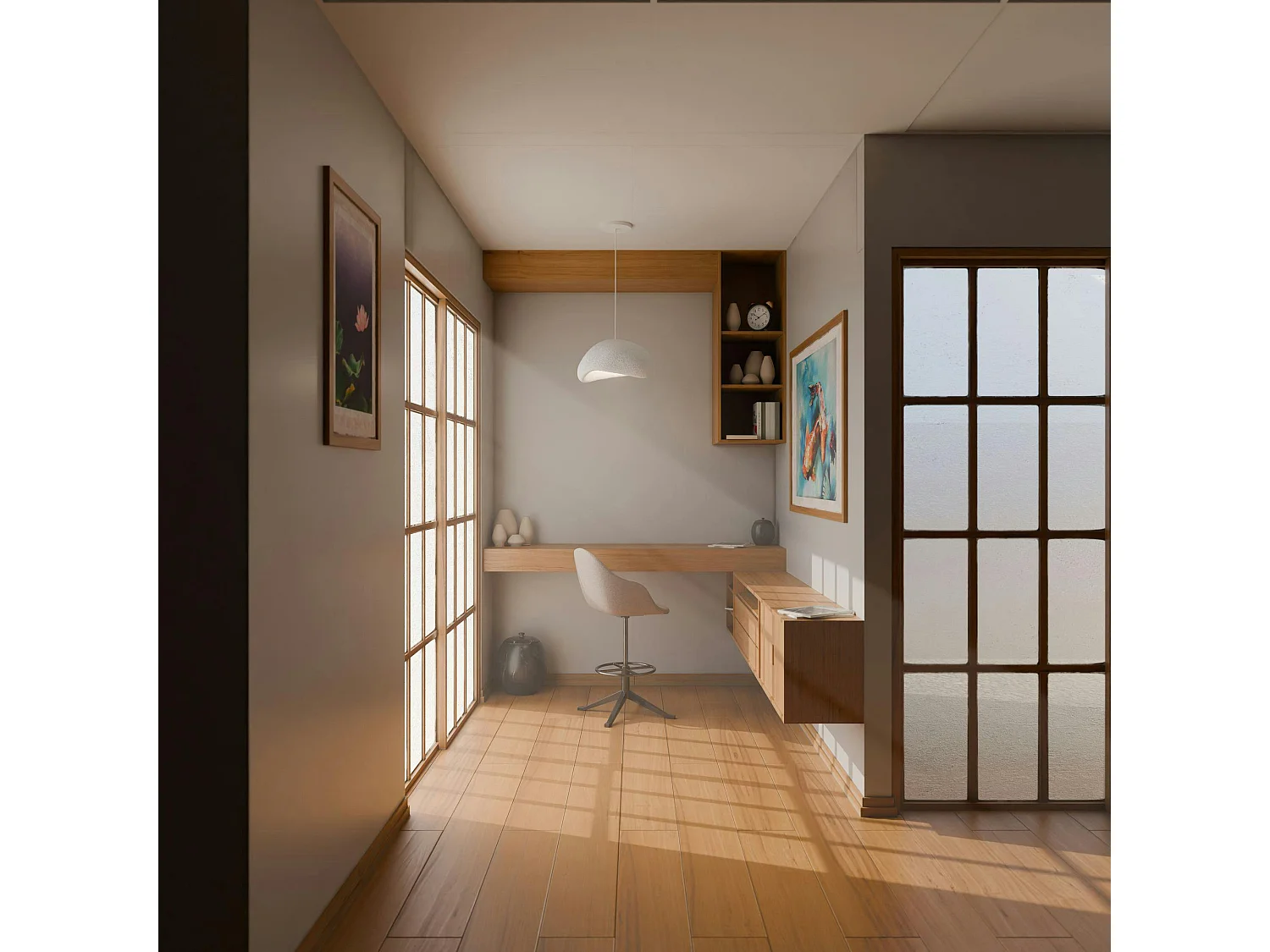 Suspension design blanche forme organique 34 cm NOXIS