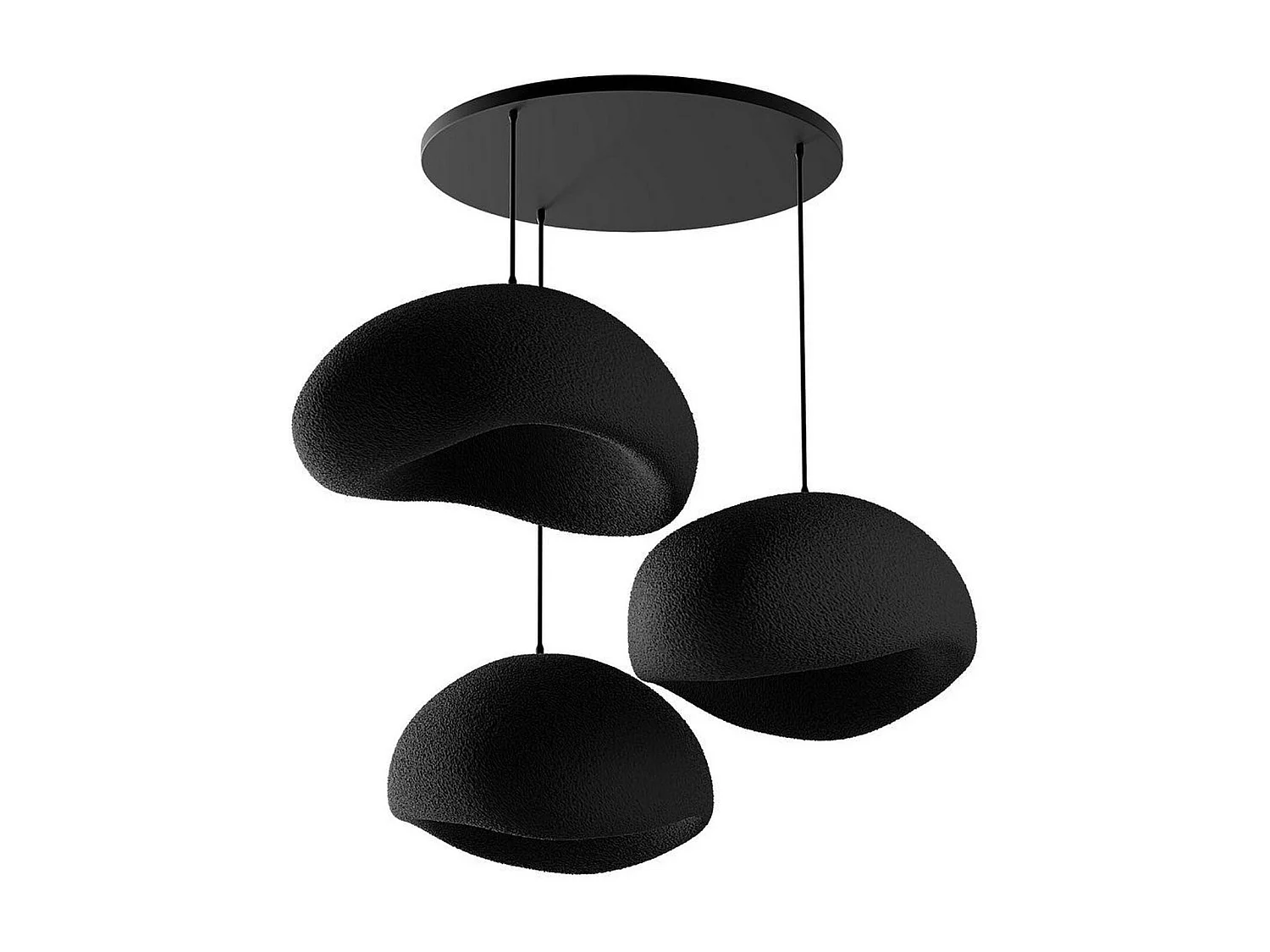Suspension design noire 3 abat-jour style wabi-sabi NOXIS