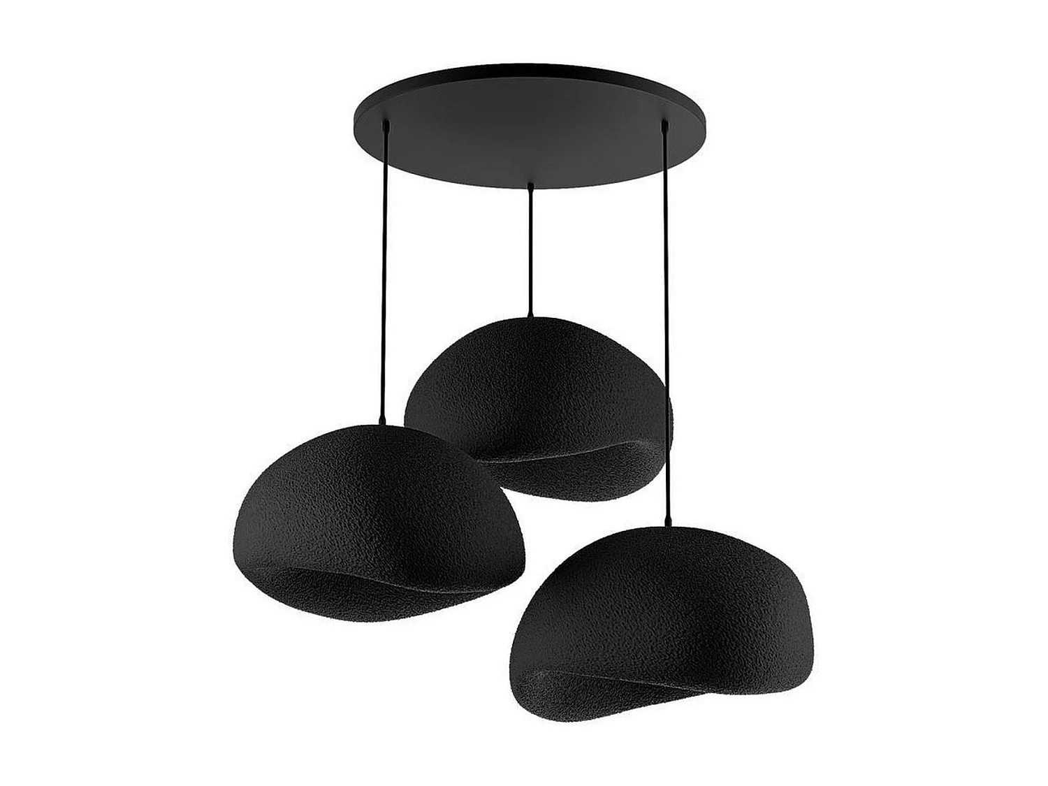 Suspension design noire 3 abat-jour style wabi-sabi NOXIS