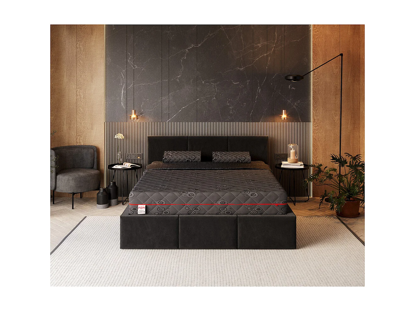 Matelas Black 160x200  - Mémoire de forme - Latex - Ressort ensachés - Epaisseur 22 cm