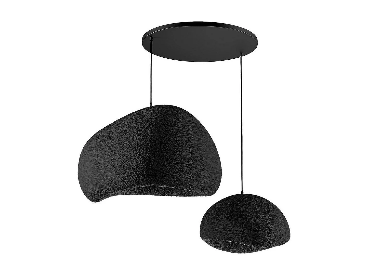 Suspension design noire 2 abat-jour wabi-sabi 75 cm NOXIS