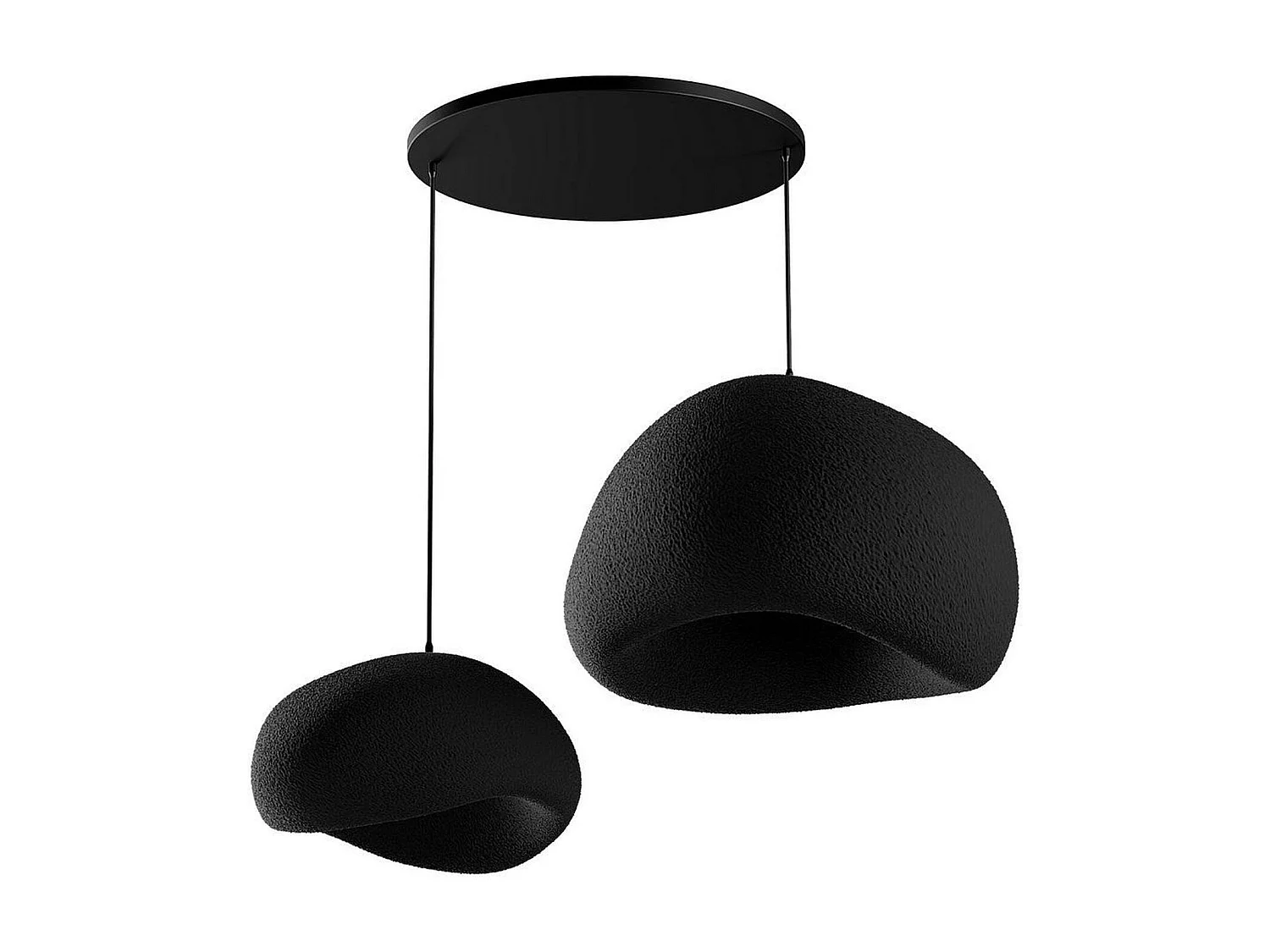 Suspension design noire 2 abat-jour wabi-sabi 75 cm NOXIS