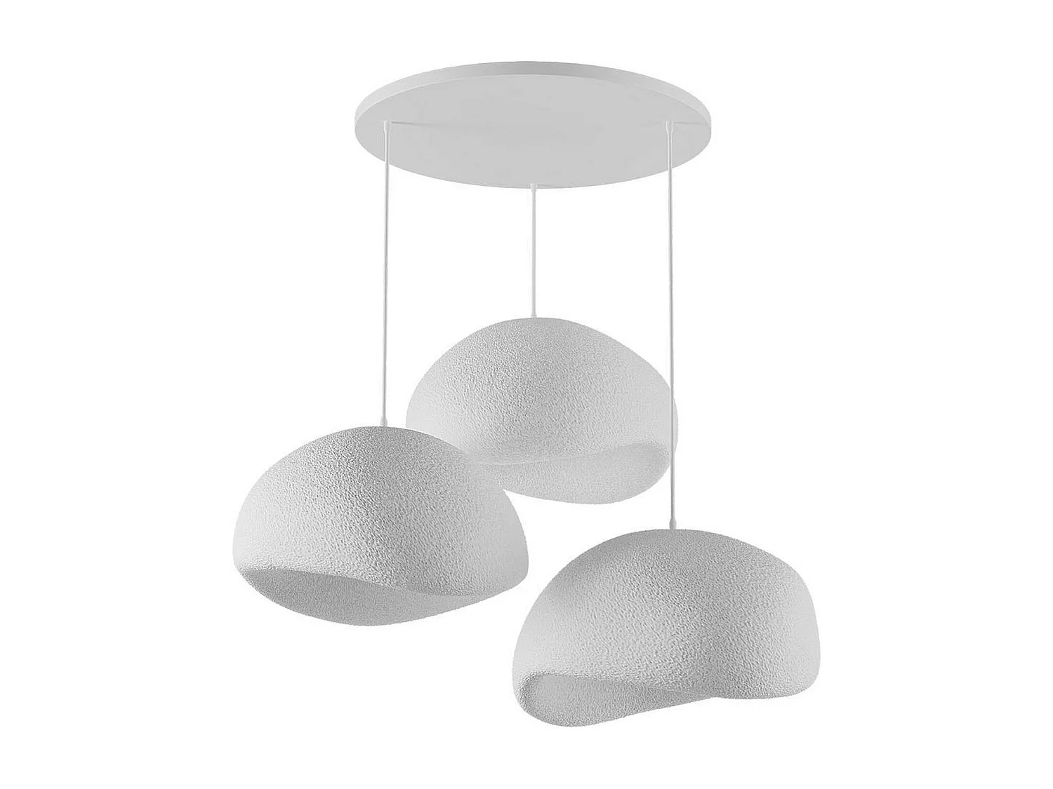 Suspension design blanche 3 abat-jour style wabi-sabi NOXIS