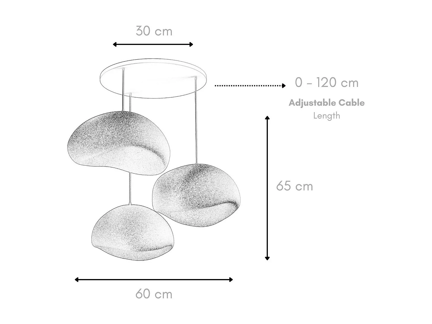 Suspension design blanche 3 abat-jour style wabi-sabi NOXIS