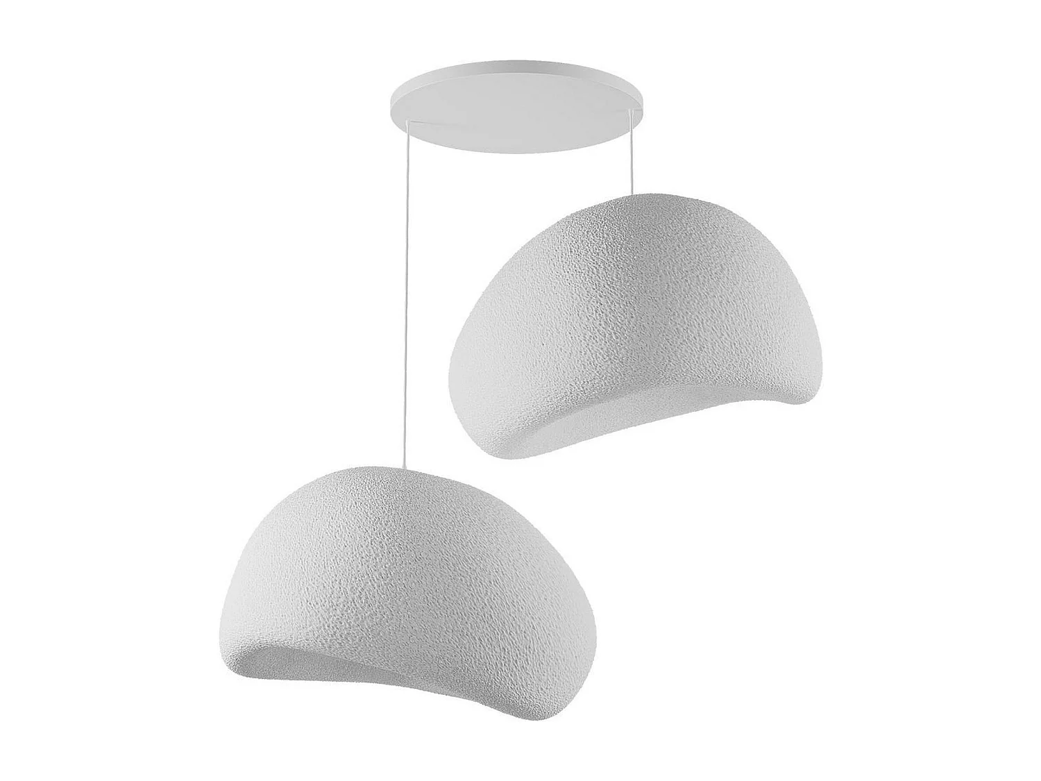 Suspension blanche design 2 abat-jour organiques 85 cm NOXIS