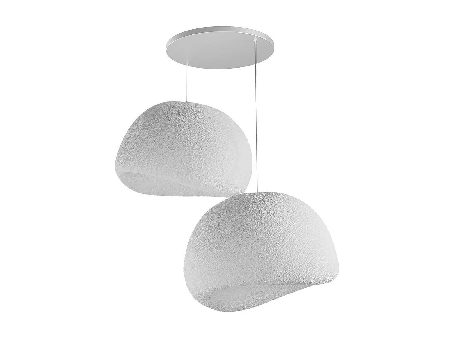 Suspension blanche design 2 abat-jour organiques 85 cm NOXIS