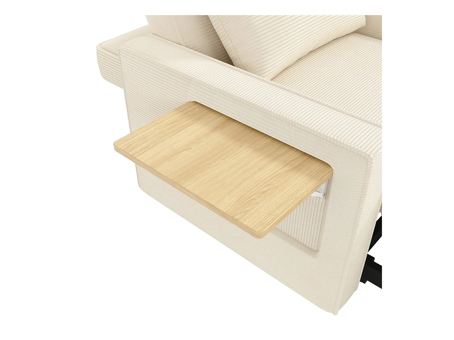 Canapé pliant multifonction - avec ports de charge USB - avec support pour téléphone - Tissu velours côtelé - beige