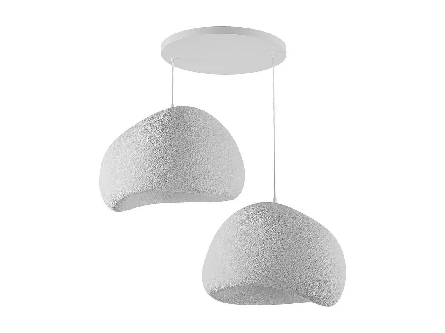 Suspension design blanche 2 abat-jour wabi-sabi 42 cm NOXIS