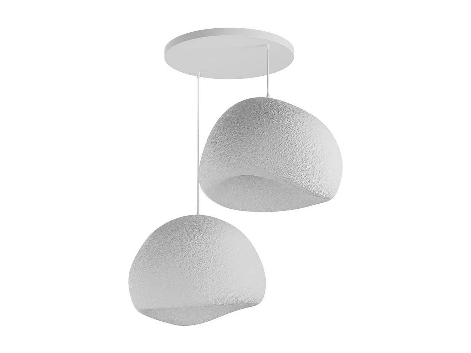 Suspension design blanche 2 abat-jour wabi-sabi 42 cm NOXIS