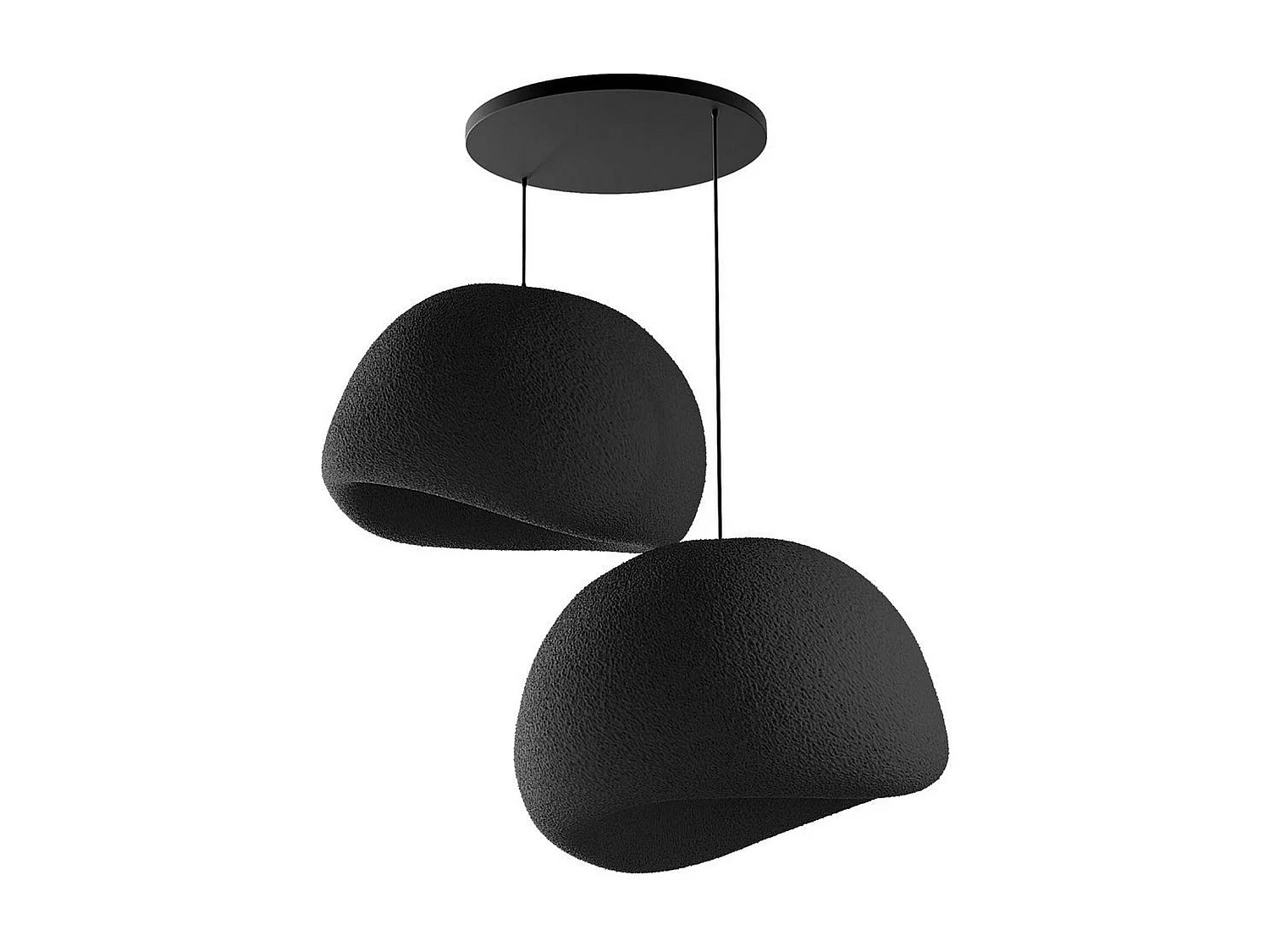 Suspension noire design 2 abat-jour organiques 85 cm NOXIS