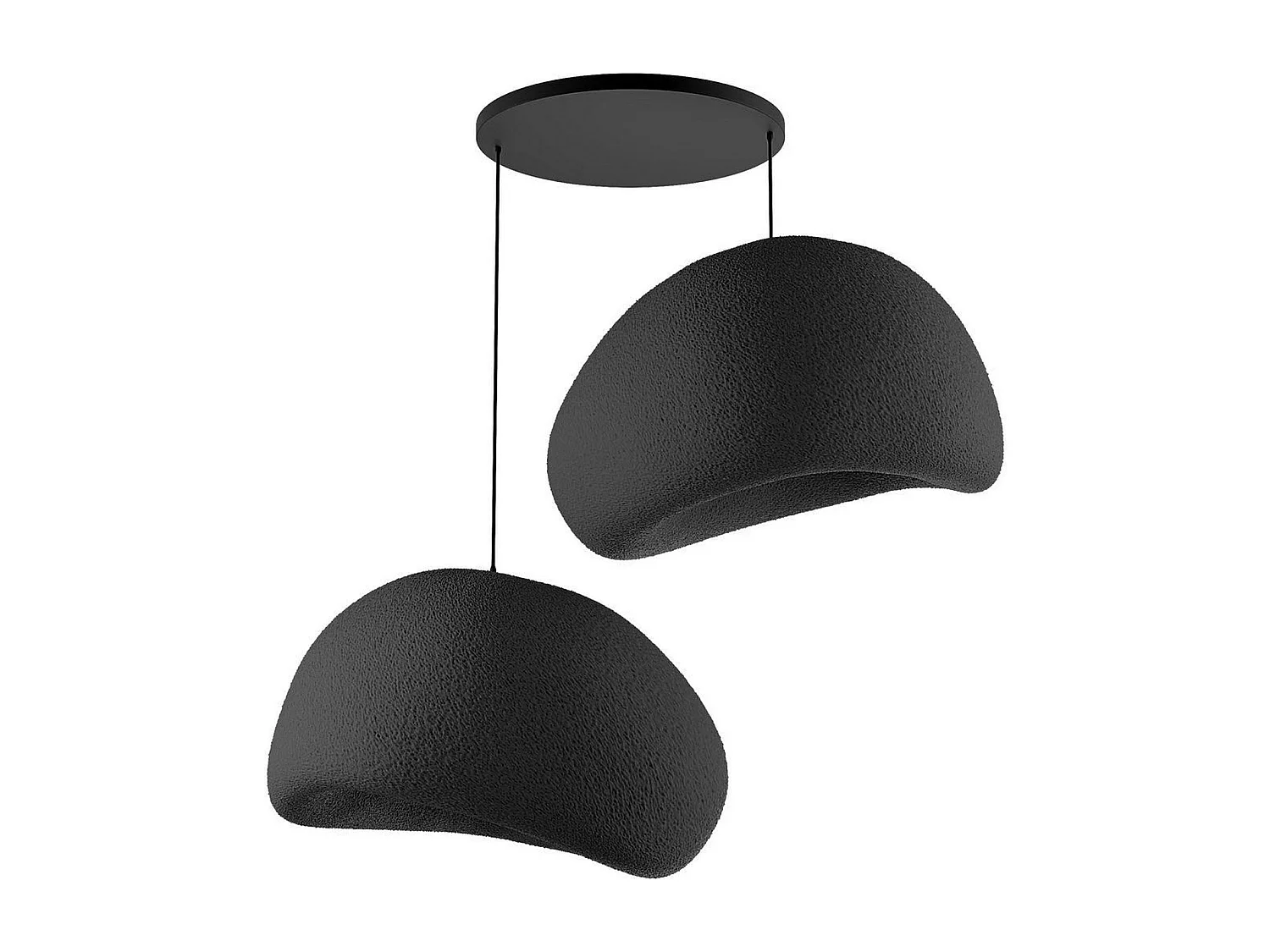 Suspension noire design 2 abat-jour organiques 85 cm NOXIS