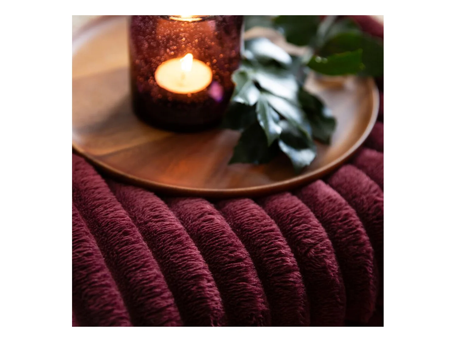 Plaid fourrure cocooning 150x200 bordeaux