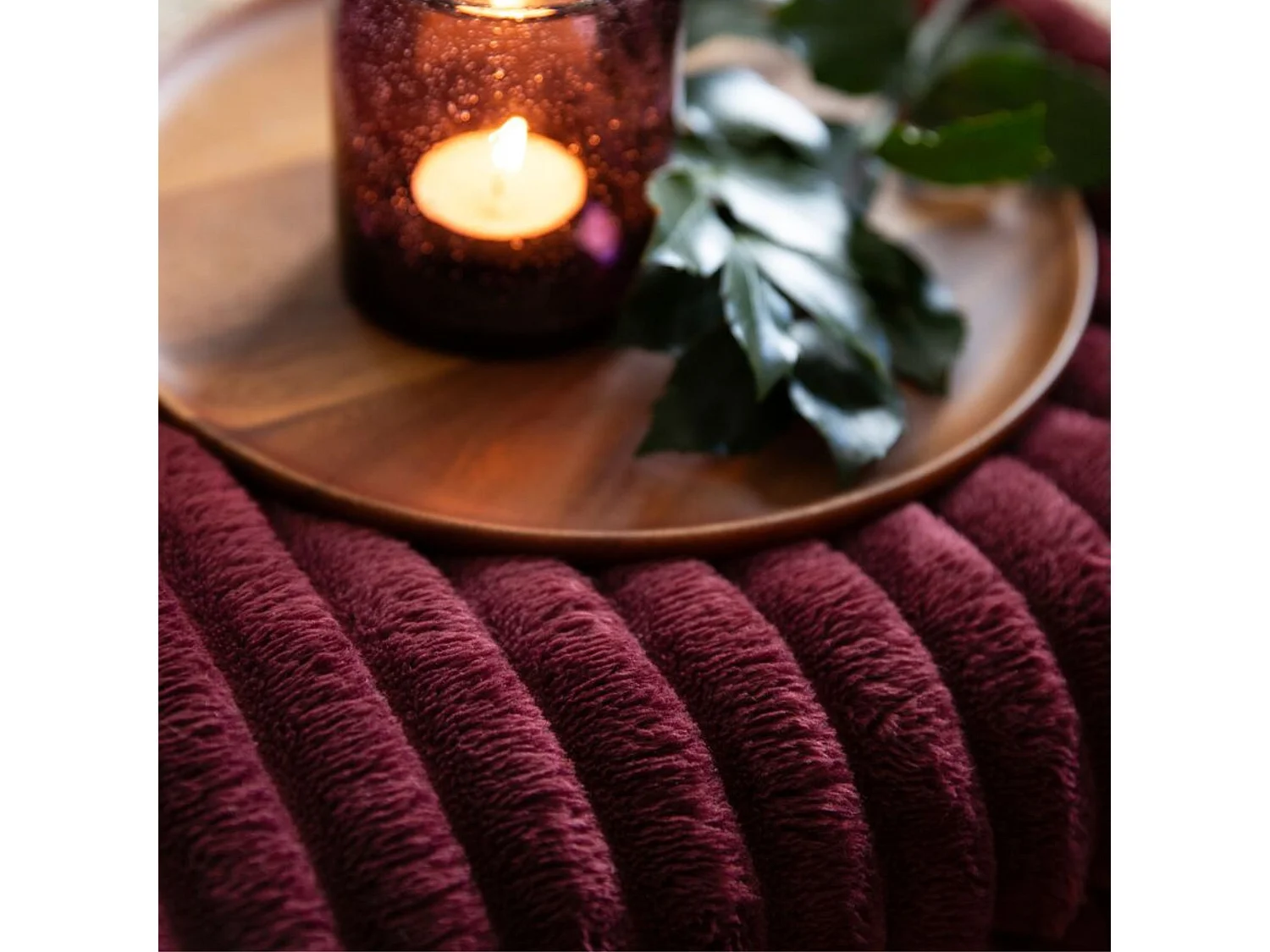 Plaid fourrure cocooning 150x200 bordeaux