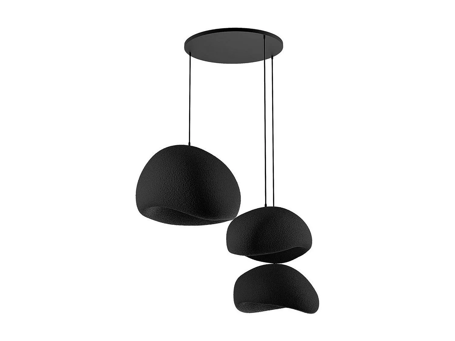 Suspension design noire 3 abat-jour style wabi-sabi 42 cm NOXIS