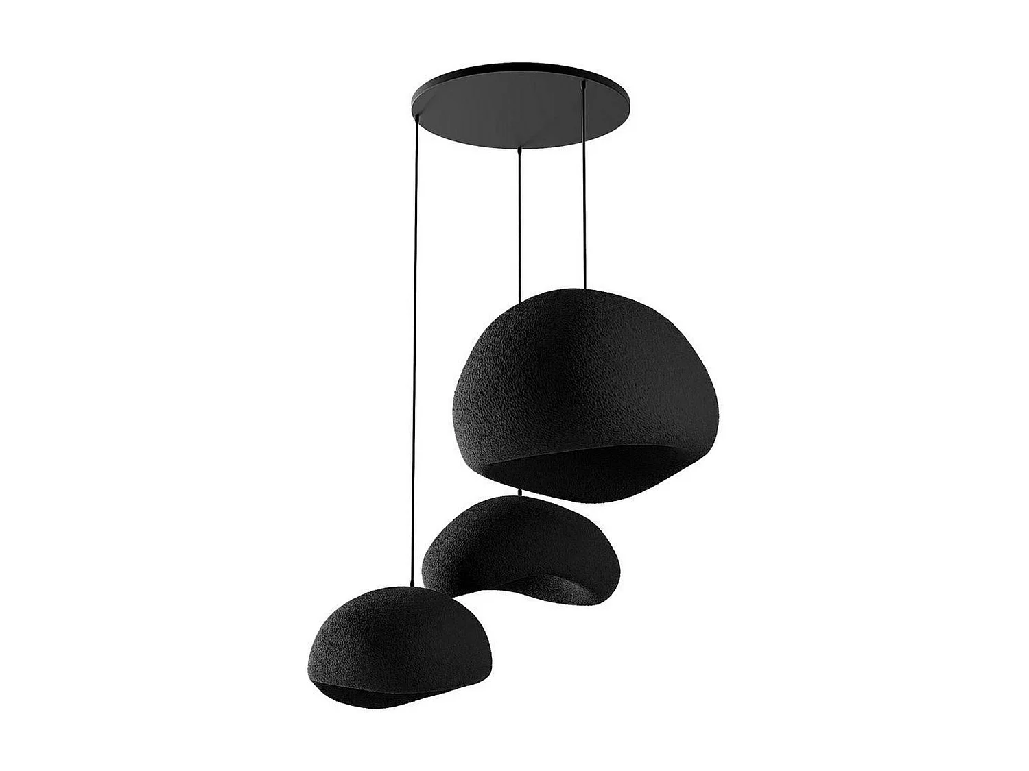 Suspension design noire 3 abat-jour style wabi-sabi 42 cm NOXIS