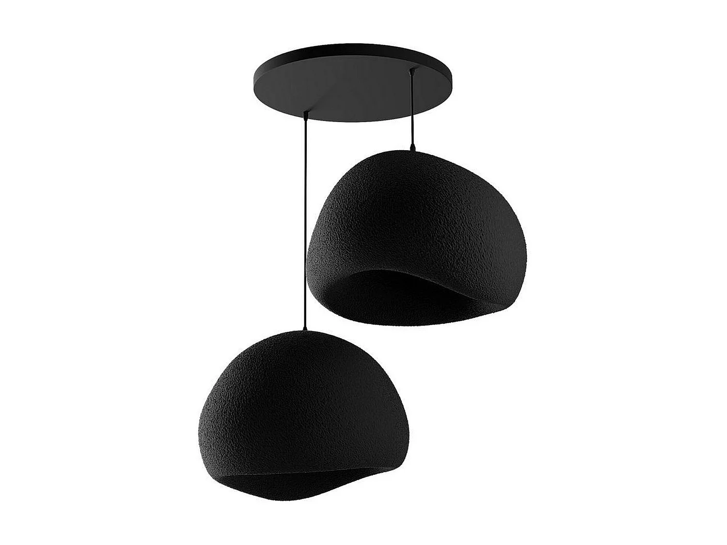 Suspension design noire 2 abat-jour wabi-sabi 42 cm NOXIS