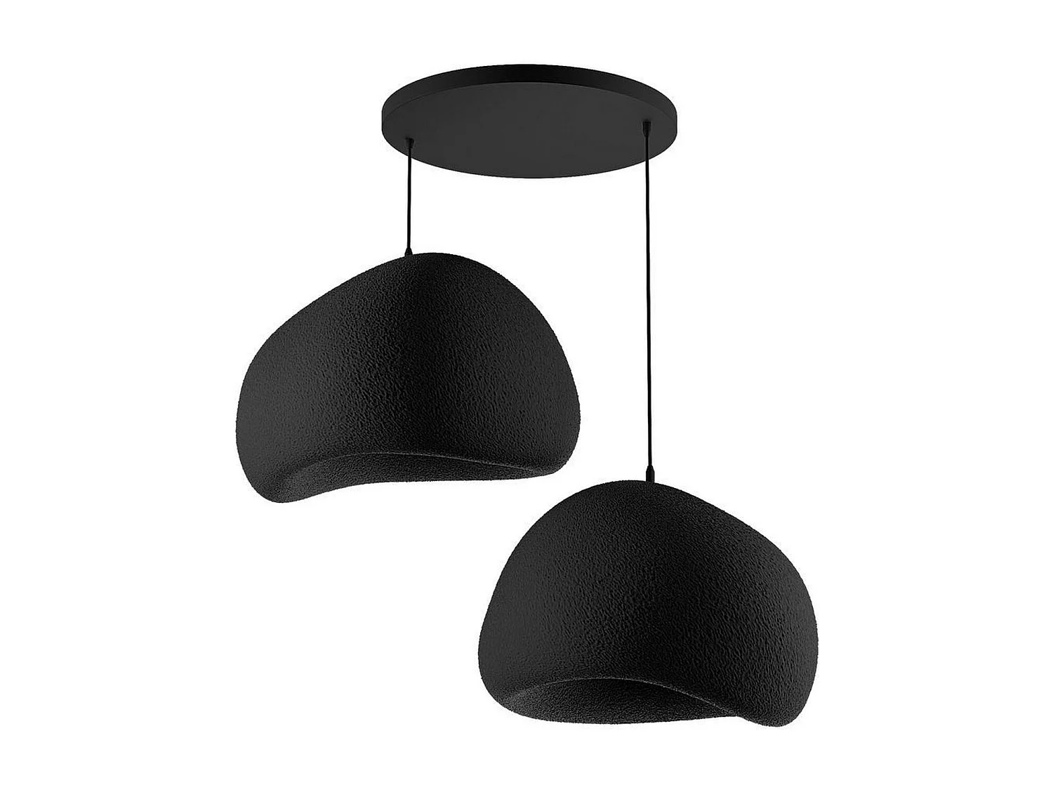 Suspension design noire 2 abat-jour wabi-sabi 42 cm NOXIS