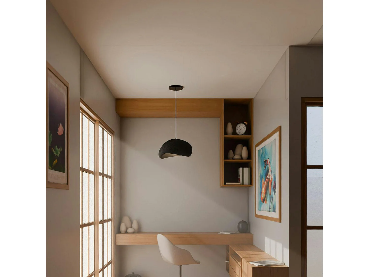 Suspension design noire forme organique 34 cm NOXIS