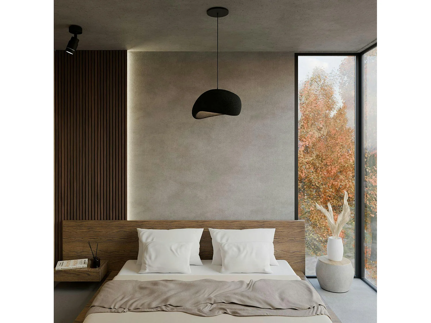 Suspension design noire forme organique 34 cm NOXIS