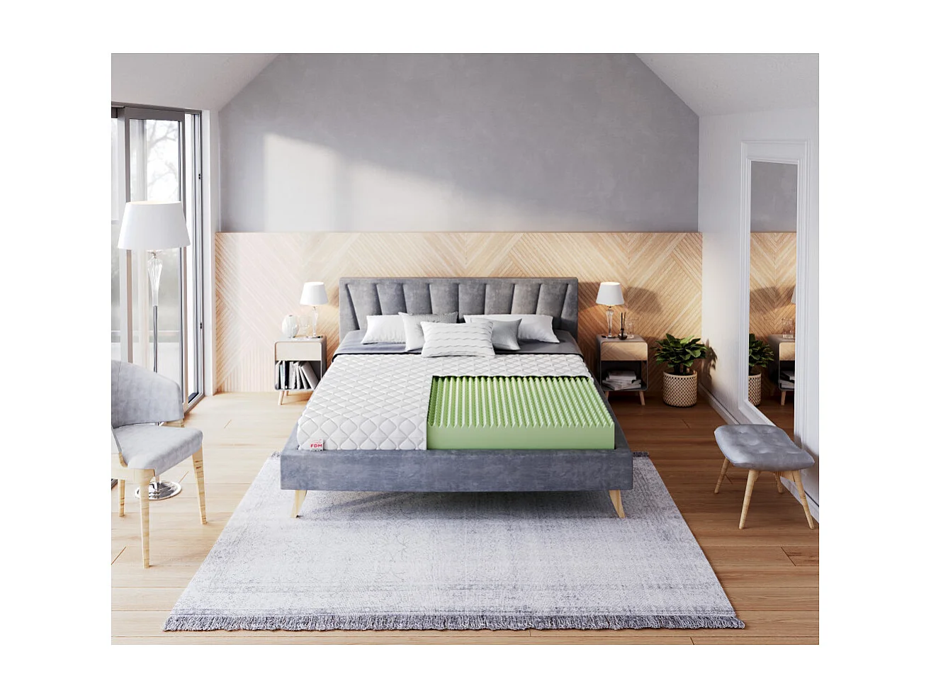 Matelas EASY  140x190 - 12cm -  Mousse Haute Résilience HR