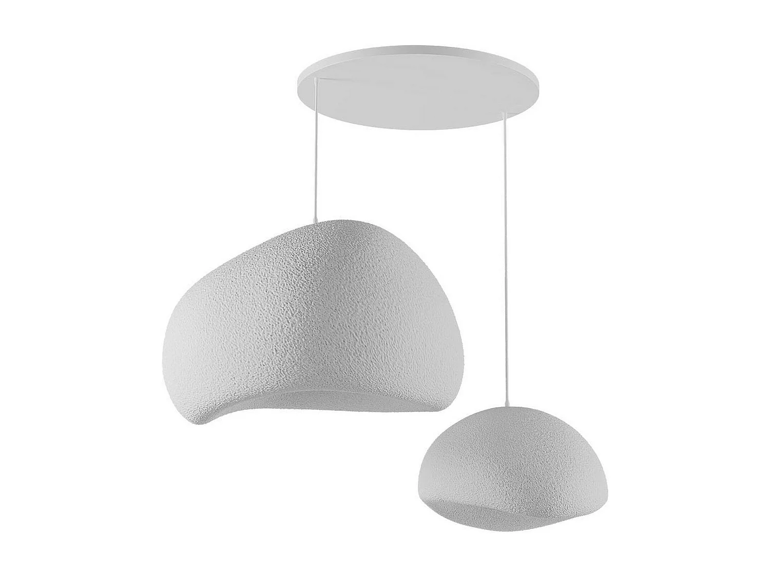Suspension design blanche 2 abat-jour wabi-sabi 75 cm NOXIS