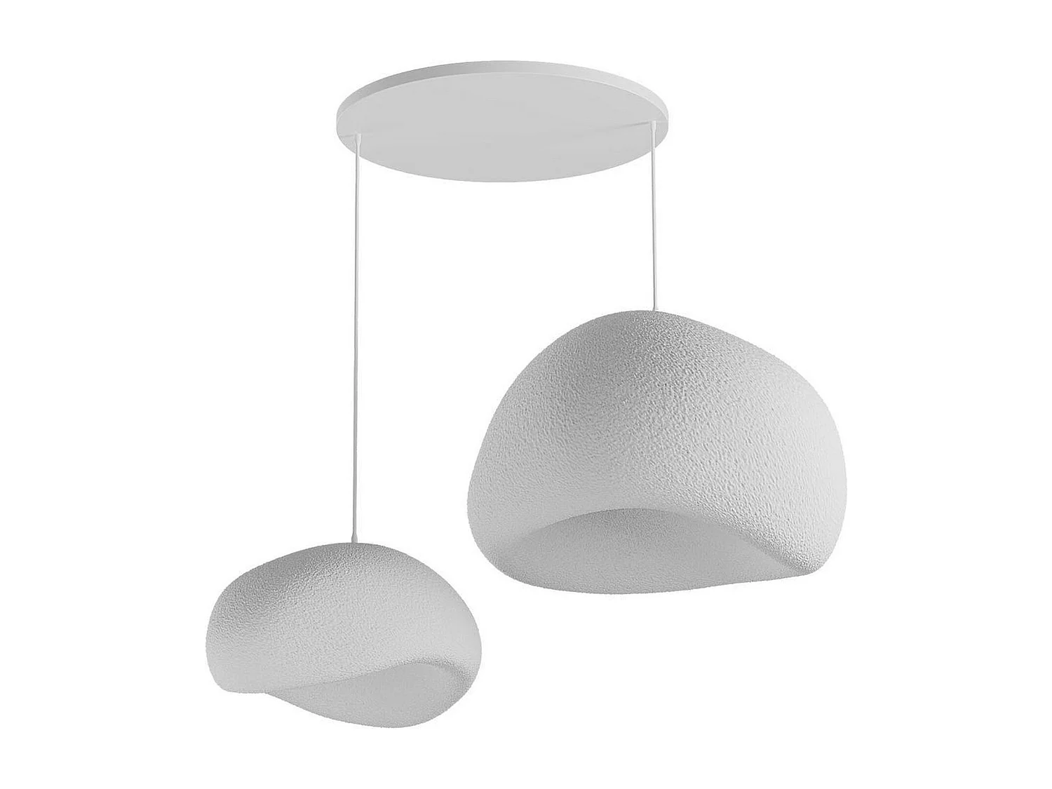 Suspension design blanche 2 abat-jour wabi-sabi 75 cm NOXIS