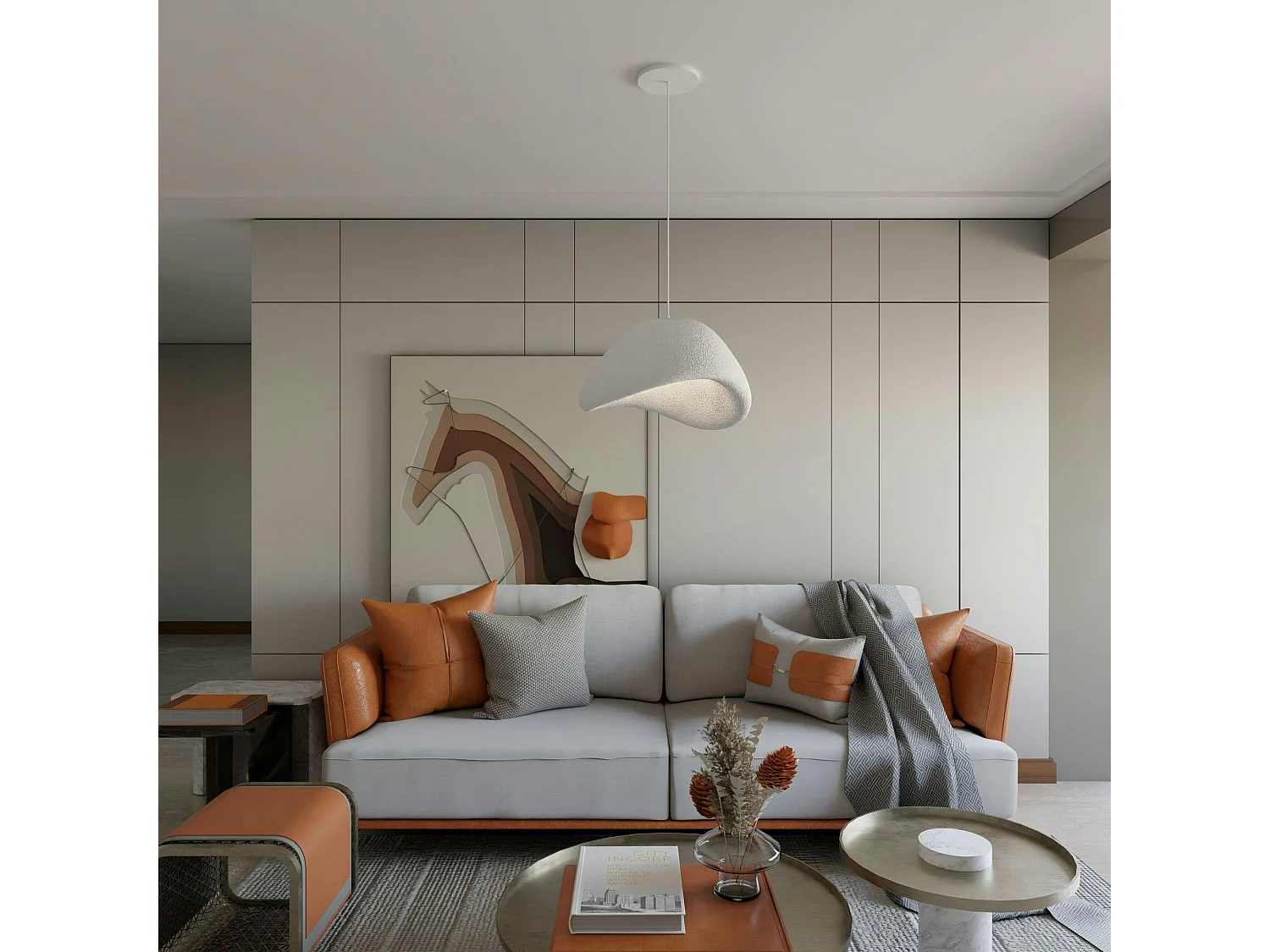 Suspension de table blanche forme organique 50 cm NOXIS