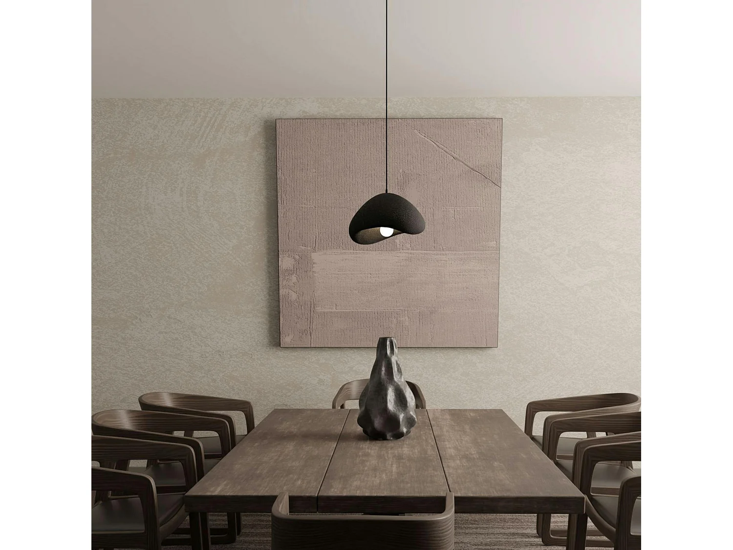 Suspension noire design forme organique 30 cm NOXIS