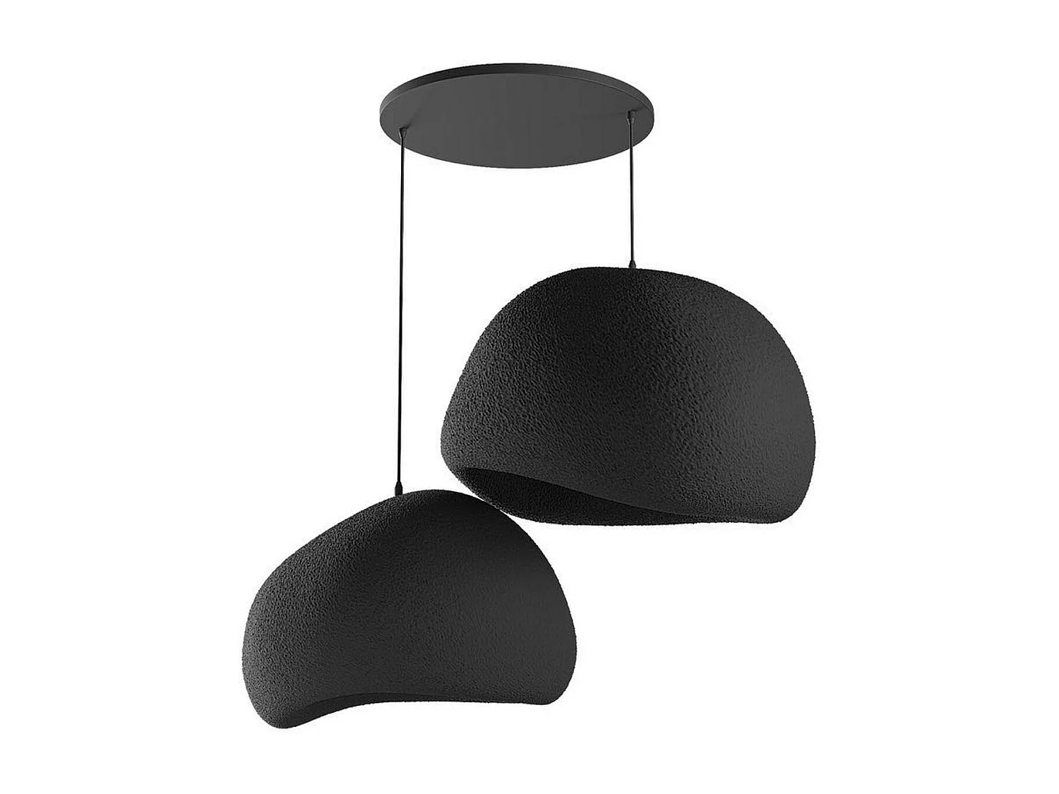 Suspension design noire 2 abat-jour organiques H.32 cm NOXIS