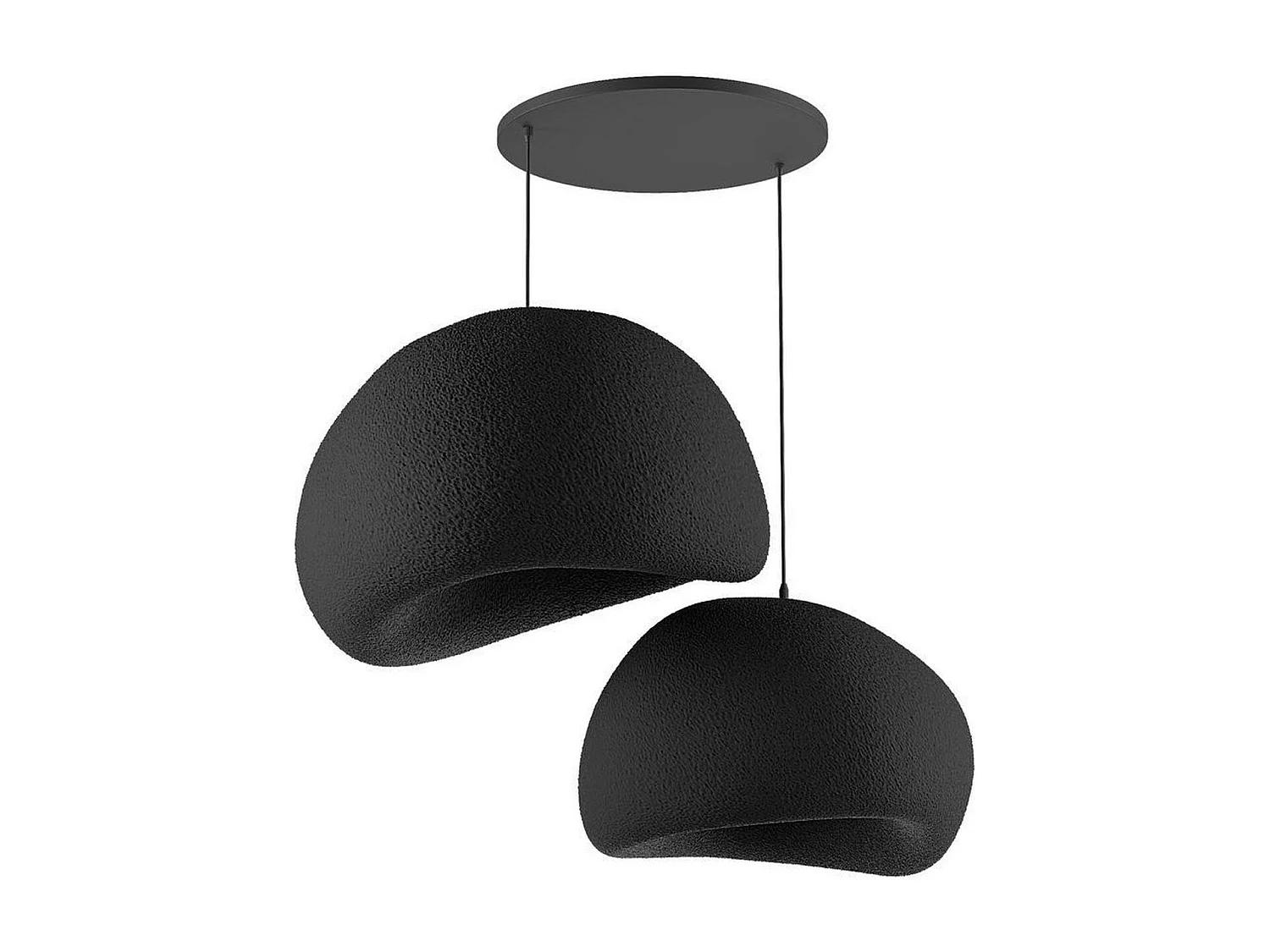 Suspension design noire 2 abat-jour organiques H.32 cm NOXIS