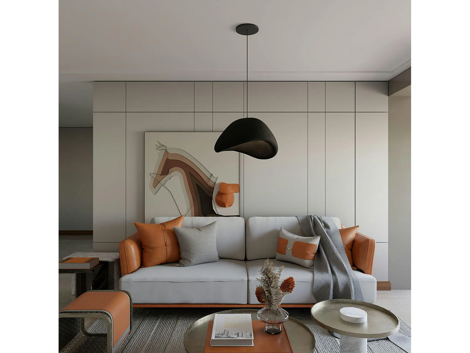 Suspension de table noire forme organique 50 cm NOXIS