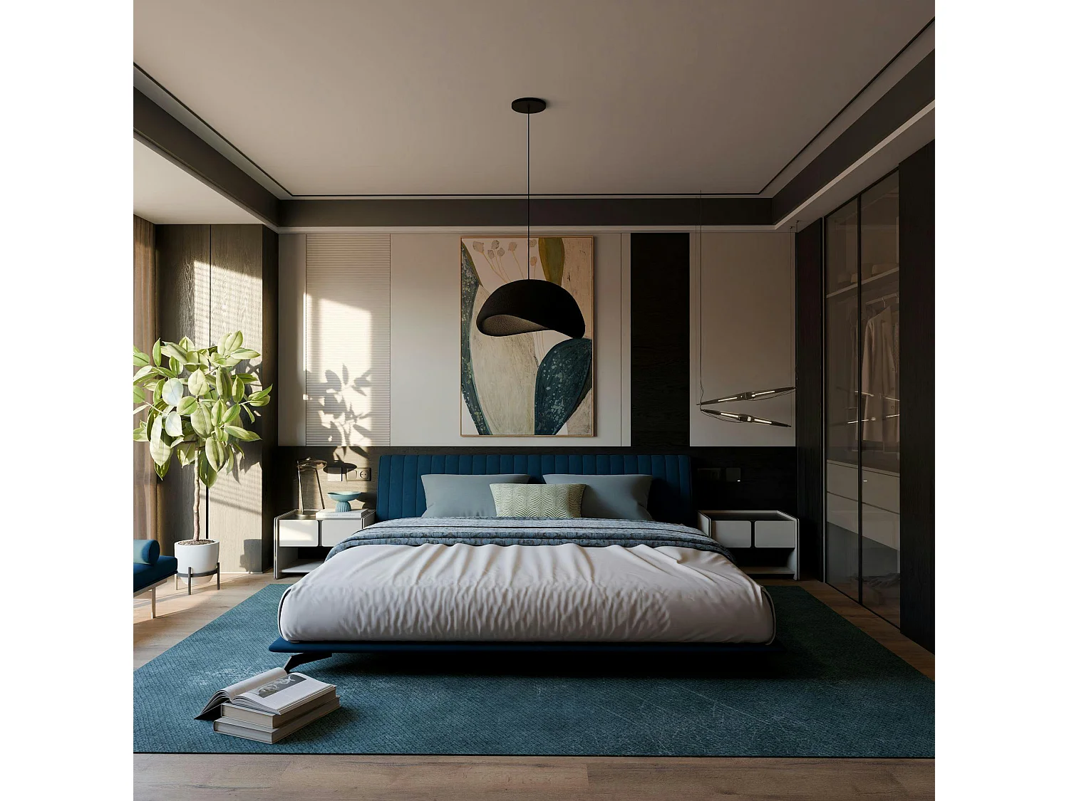 Suspension de table noire forme organique 50 cm NOXIS