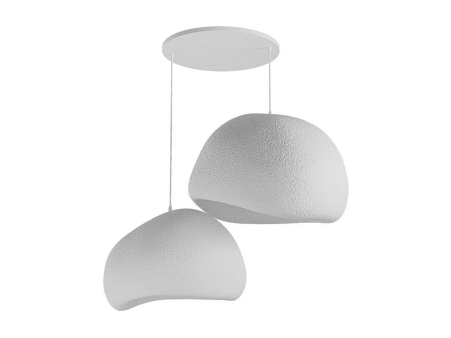 Suspension design blanche 2 abat-jour organiques H.32 cm NOXIS