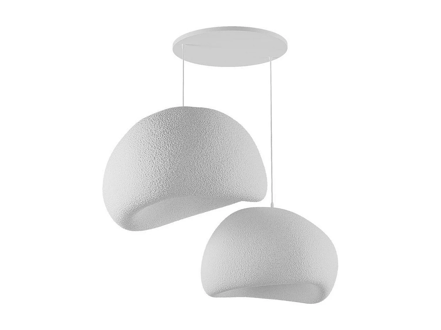 Suspension design blanche 2 abat-jour organiques H.32 cm NOXIS