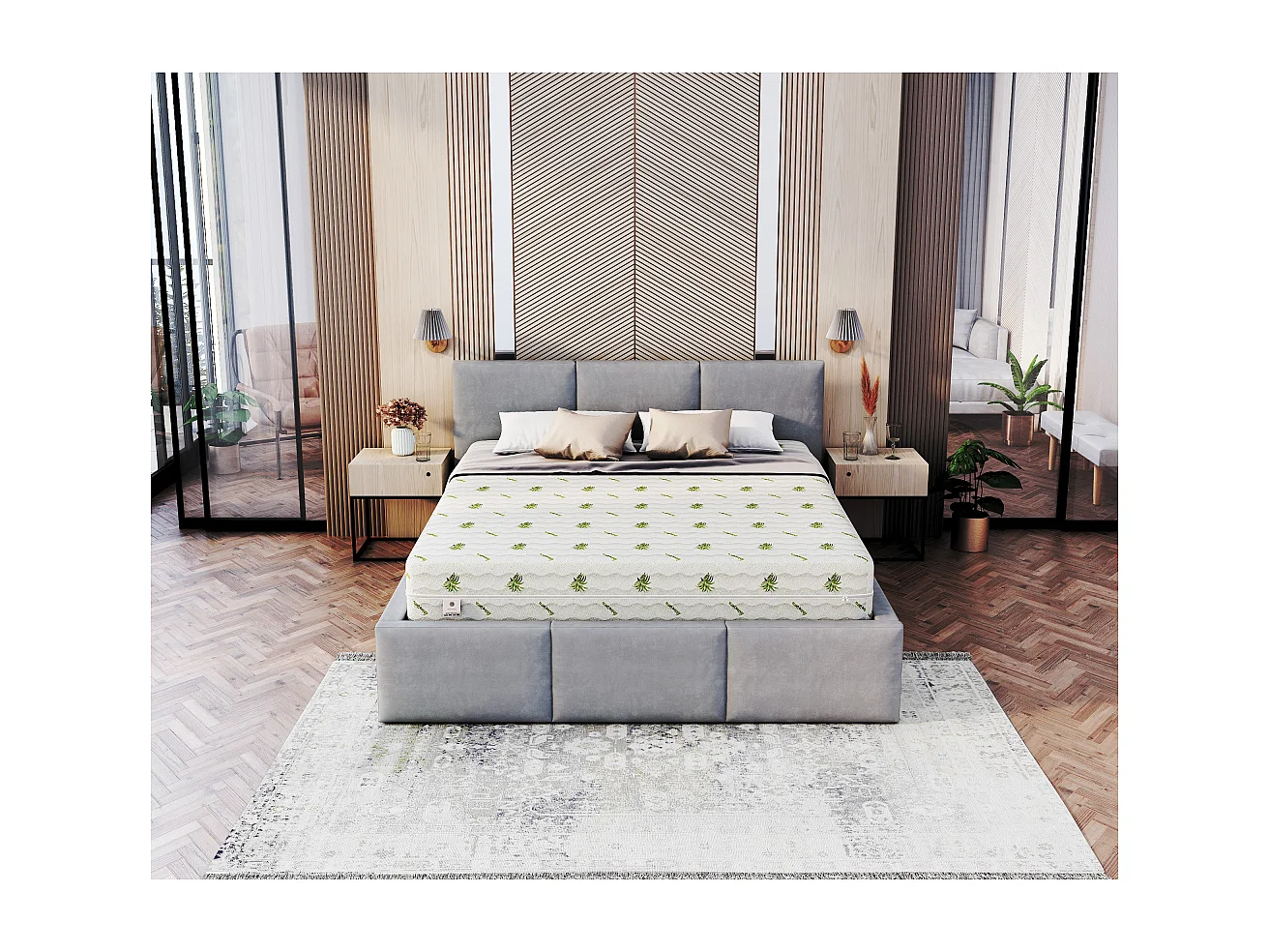 Matelas Noir - Ressorts ensachés - Mousse profilée - 160x200 - 23cm