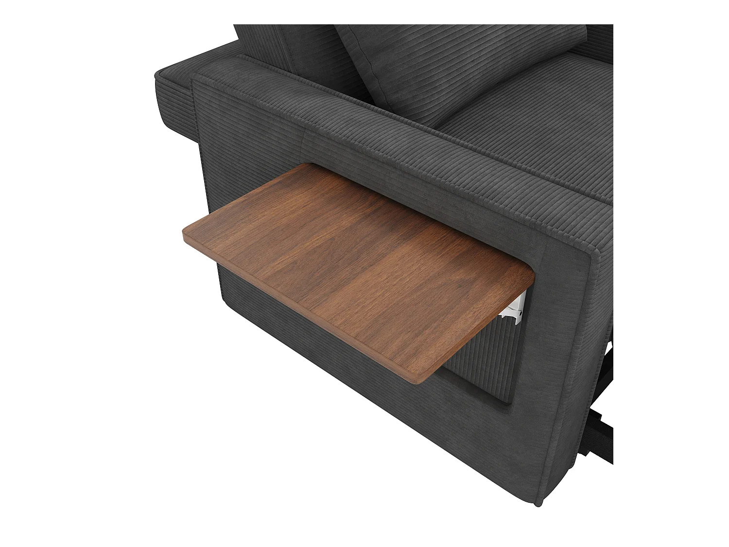 Canapé pliant multifonction - avec ports de charge USB - avec support pour téléphone - Tissu velours côtelé - Gris