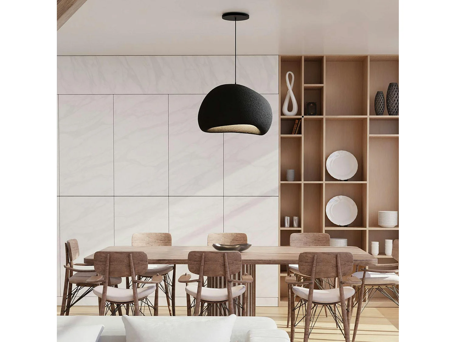 Suspension noire design forme organique 42 cm NOXIS